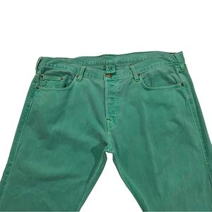 True Religion Buddha USA Men Green Jeans Sz 42 x34 Button Fly Denim 100% Cotton